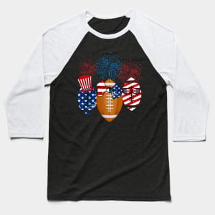 Rugby American Flag Fireworks Baseball T-Shirt